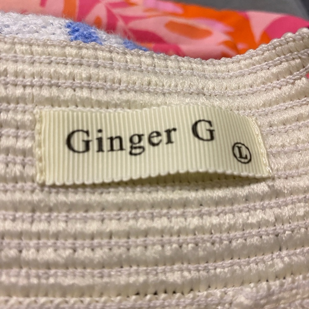 Ginger G Pleated Cream Sequin Tweed Mini Skirt Party Size Large - Picture 7 of 8